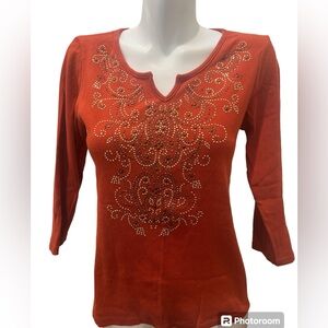 REBA cotton blend rhinestones top